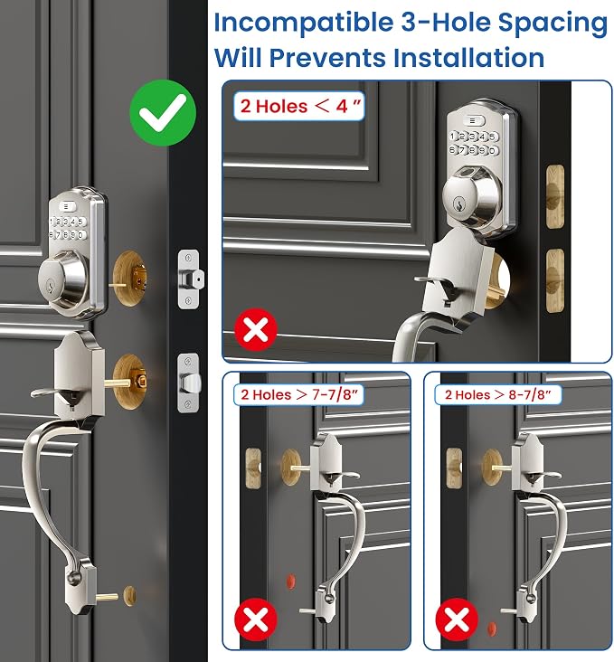 Veise Fingerprint Door Lock Set, Keyless Entry Door Lock, Front Handle Set - Image 10