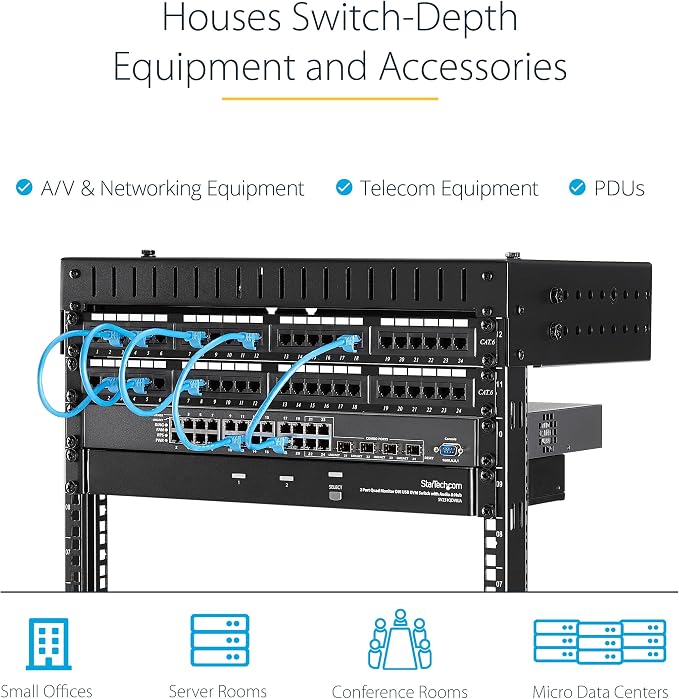 StarTech.com 2-Post 15U Heavy-Duty Wall Mount Network Rack, Wall Mount Data Rack - Image 4