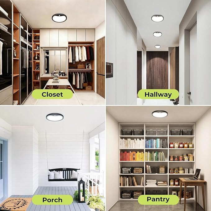 hepside 2 Pack Motion Sensor Ceiling Light Wired, 3000K/4000K/6500K LED Flush - Image 6