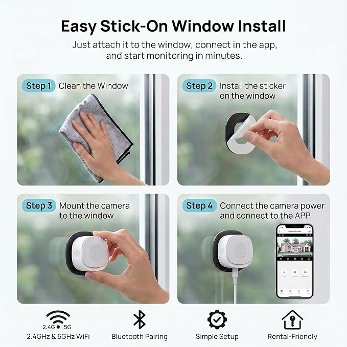 ELECCTV 2.5K Window security Camera, 2.4G/5GHz WiFi Indoor Camera - Image 8