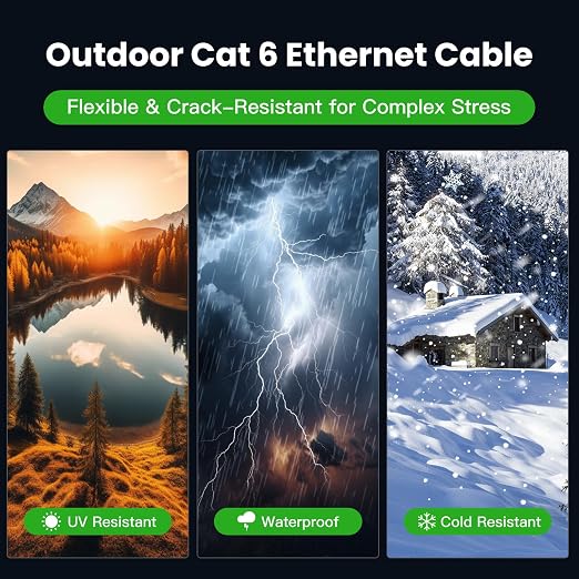 Cat 6 Ethernet Cable 150 ft, Outdoor & Indoor 23AWG 10Gbps High Speed, - Image 3