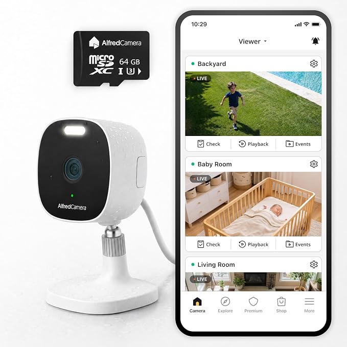 AlfredCam Plus 2 Smart Home Security Camera 2.5K, WiFi 2.4 & 5GHz, by AlfredCamera