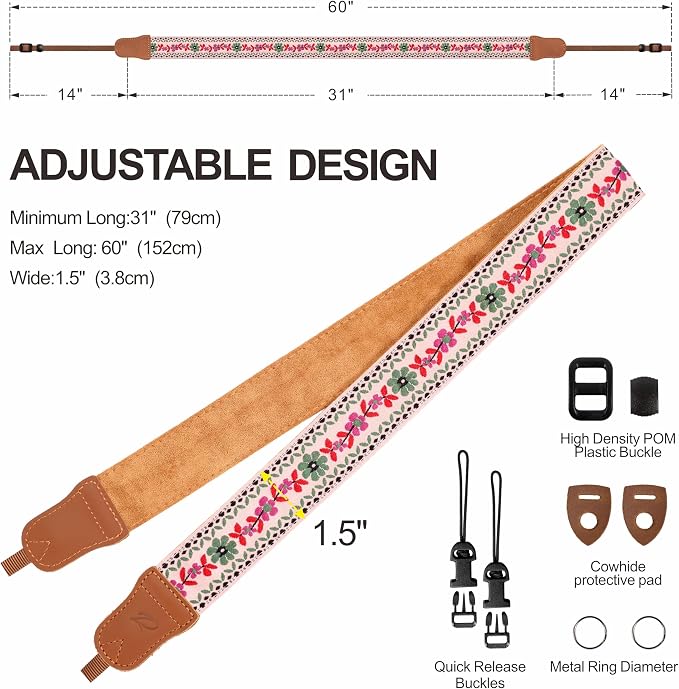 Padwa Lifestyle Embroidered Floral Camera Strap - Image 6