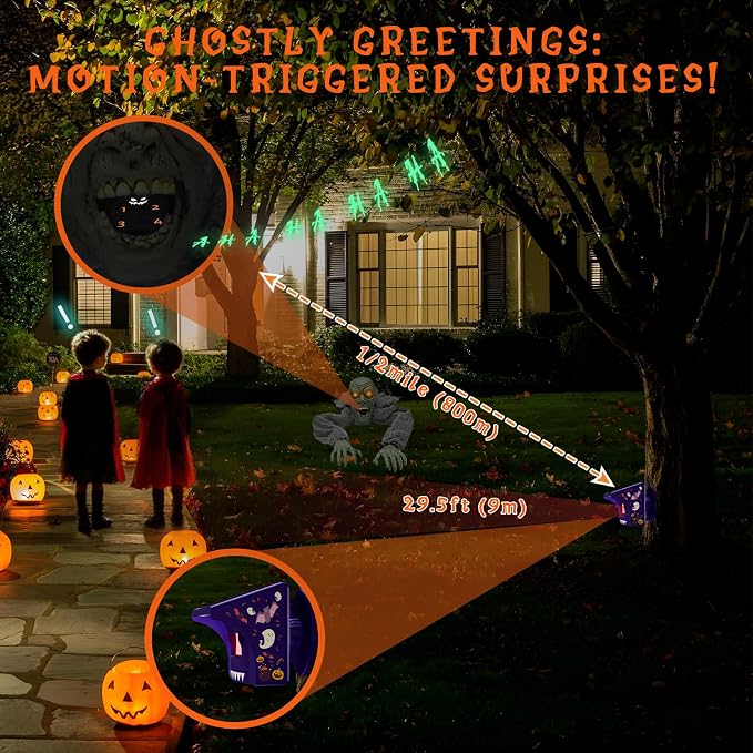 eMACROS 1/2 Mile Range Solar Driveway Alarm, Halloween Decorations Motion - Image 5