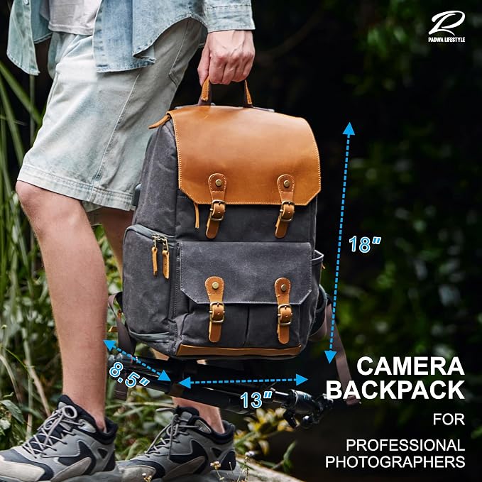 Padwa Lifestyle Gray Black Camera Backpack - Image 6