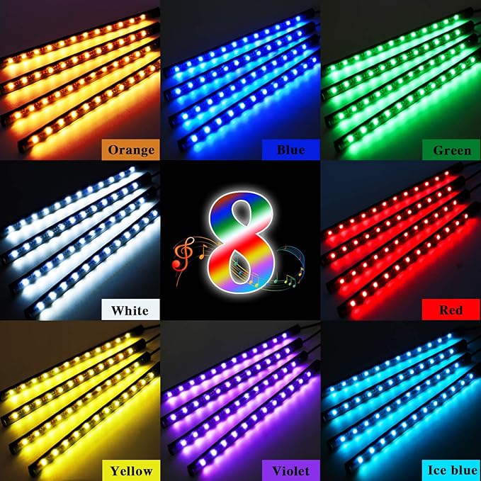 LivTee Car Led Interior Lights，4pcs 48 LED Multicolor Music Car Interior - Image 4