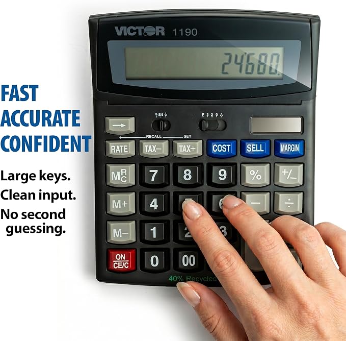 Victor 1190 Executive Desktop Calculator, 12-Digit LCD - Image 4