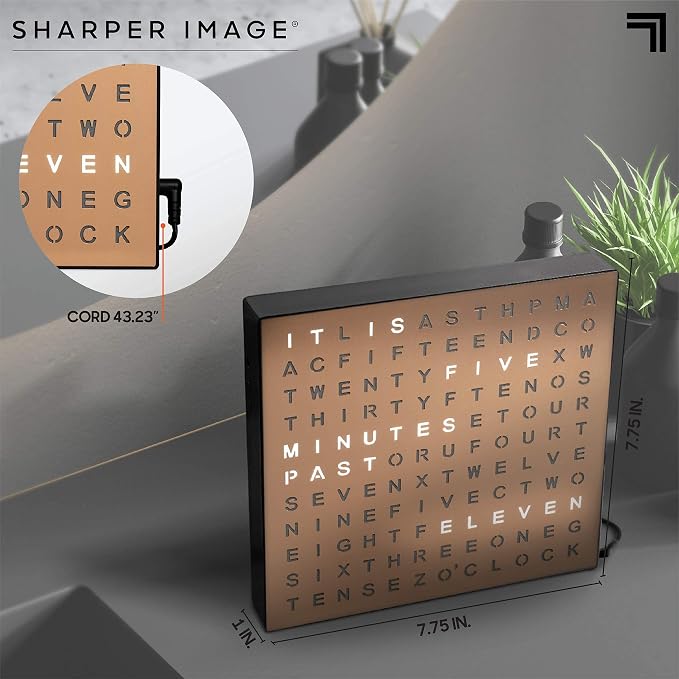Sharper Image LED Word Digital Clock, Copper Finish, Light-Up Desk & Wall Clock - Image 6