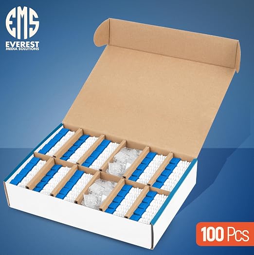 Everest 90° Angled RJ45 Cat6 Keystone Jacks 100-Pack in Blue - Image 3