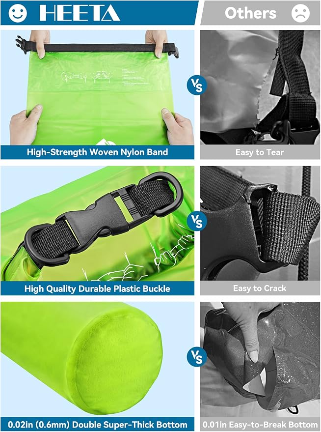 HEETA Dry Bag Waterproof for Women Men, 5L/10L/20L/30L/40L Roll Top Lightweight - Image 4