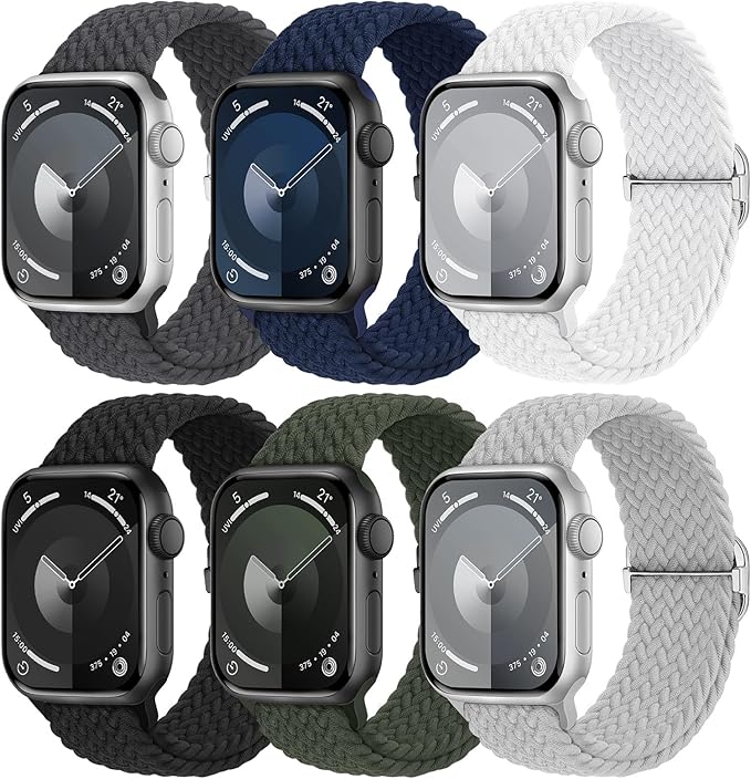 6 Pack Braided Stretchy Bands Compatible by KnossenWatchBand