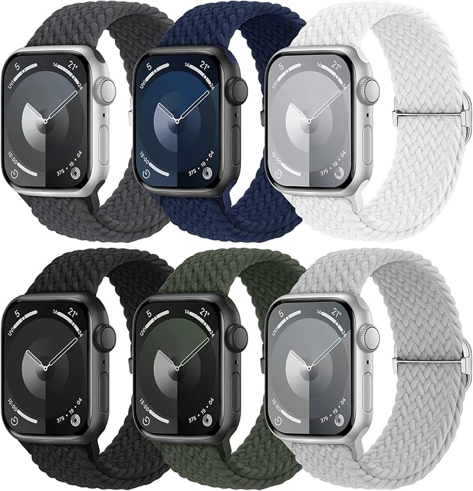 6 Pack Braided Stretchy Bands Compatible by KnossenWatchBand