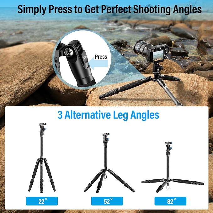 Sirui Compact Traveler 5C Tripod 54.3 inches Lightweight Carbon Fiber Travel - Image 4