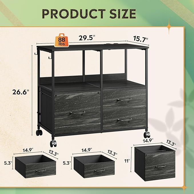 DEVAISE 3 Drawer File Cabinet - Image 3