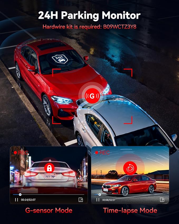 REDTIGER Dash Cam 4K Front and 1080P Rear, STARVIS 2 Sensor, 5.8GHz WiFi - Image 6