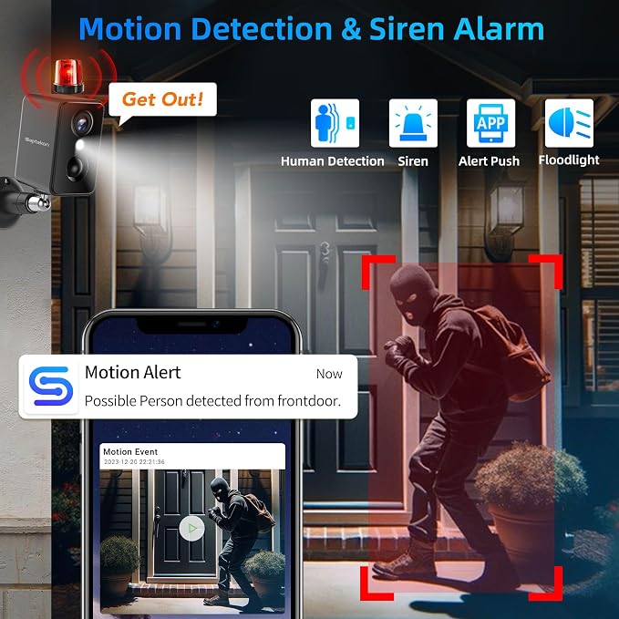 Septekon 2K Security Cameras Wireless Outdoor 4 Pack, Solar Battery Powered - Image 4