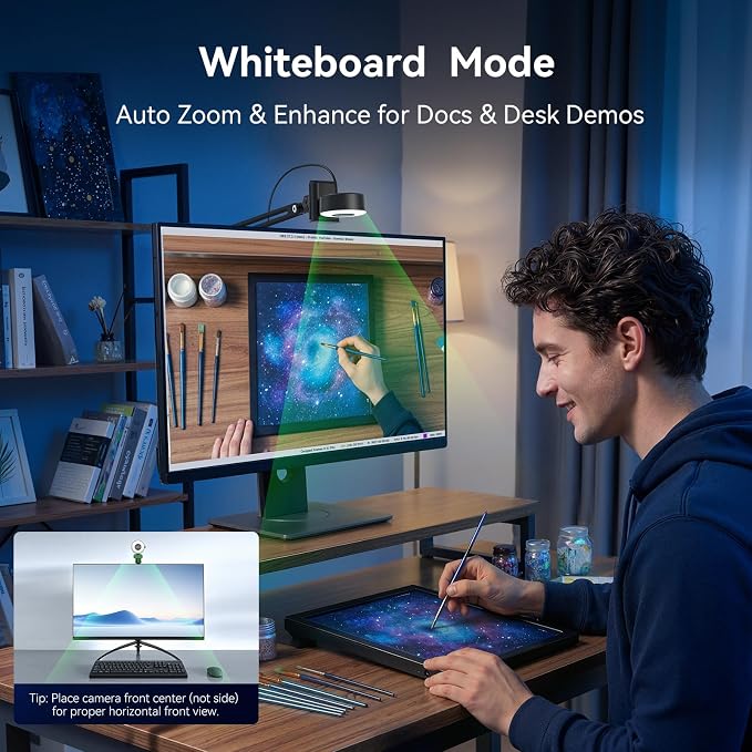 EMEET S600L 4K Webcam with Adjustable Desktop Overhead Stand, 4 Lighting Modes - Image 4