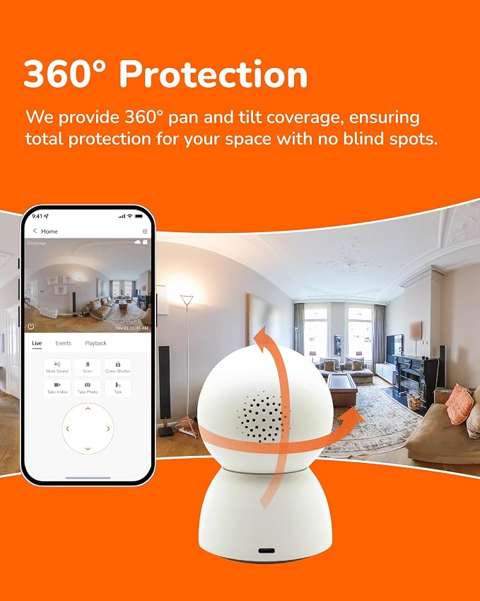 SensForge 2.5K Indoor Pan-Tilt Security Camera Lite, 360° Dual-Band WiFi Camera - Image 4