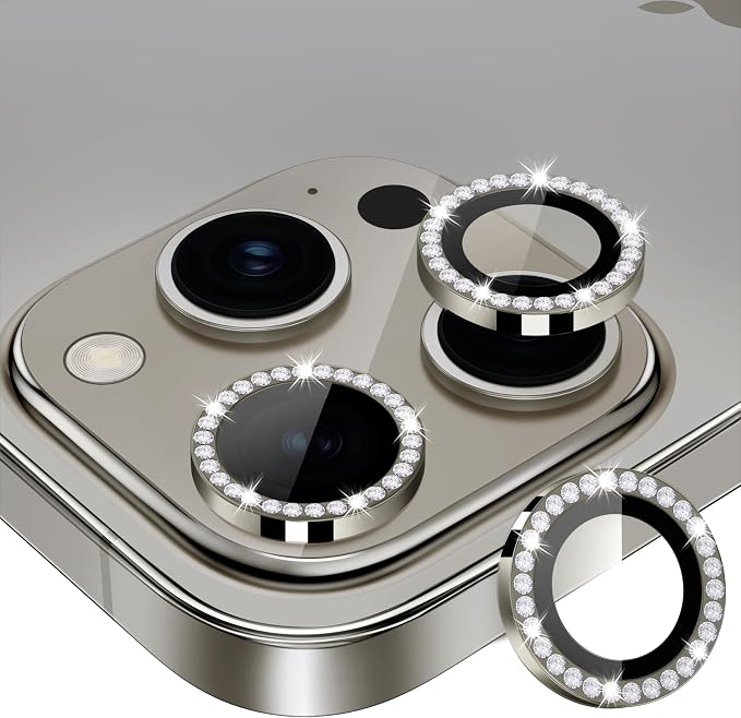 for iPhone 15 Pro/iPhone 15 Pro Max Camera Lens Protector Bling Individual by Xfilm