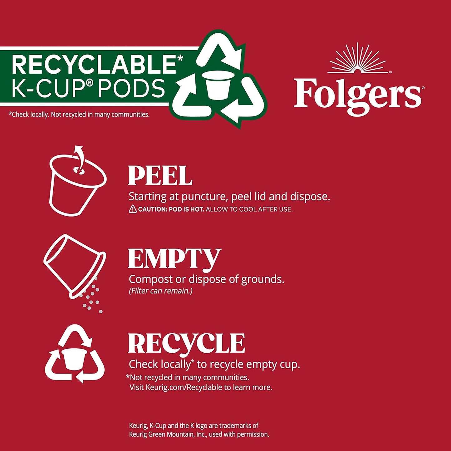 Folgers French Vanilla Artificially Flavored Coffee, Keurig K-Cup pods, 10 Count Box (Pack of 6)