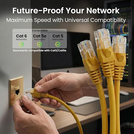 GEARit Cat 6 Ethernet Patch Cables 1 ft Yellow, High Speed 24AWG 10Gbps RJ45 - Image 9
