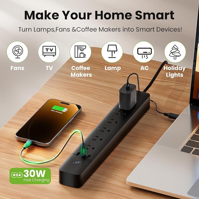 GHome Smart Power Strip 15A, 2.4G WiFi Smart Plugs That Work - Image 9