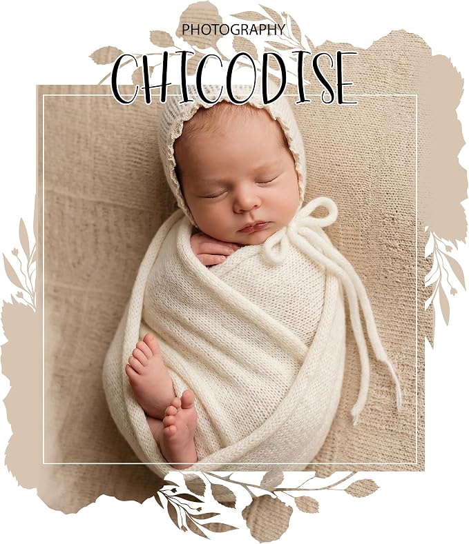 Newborn Photography Props Wraps & Ruffle Edge Bonnet - Image 4
