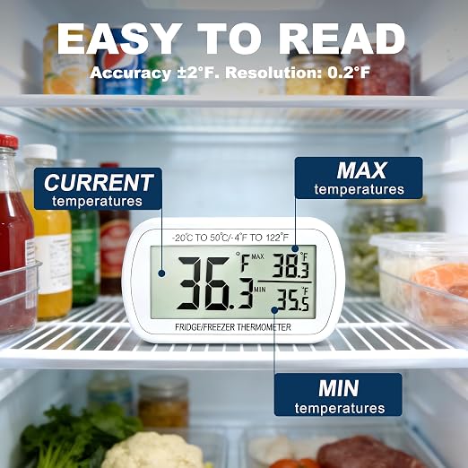 Waterproof Refrigerator Fridge Thermometer, Digital Freezer Room Thermometer - Image 2