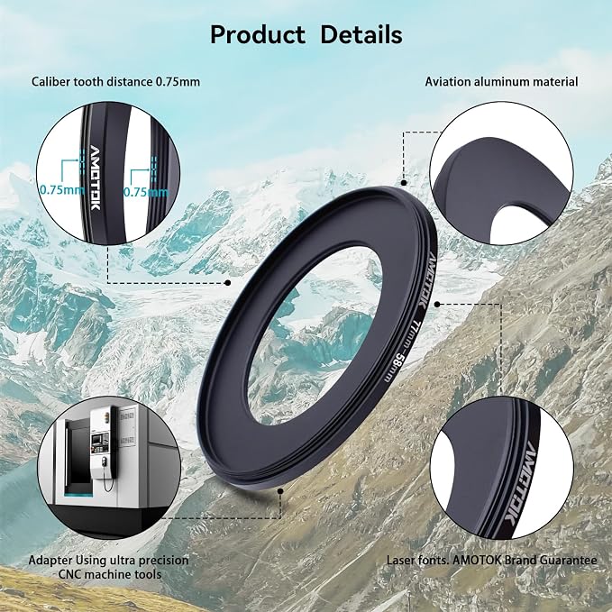 77mm Lens to 58mm Camera Lens Adapter, 77mm to 58mm Filter Step-Down Ring - Image 3