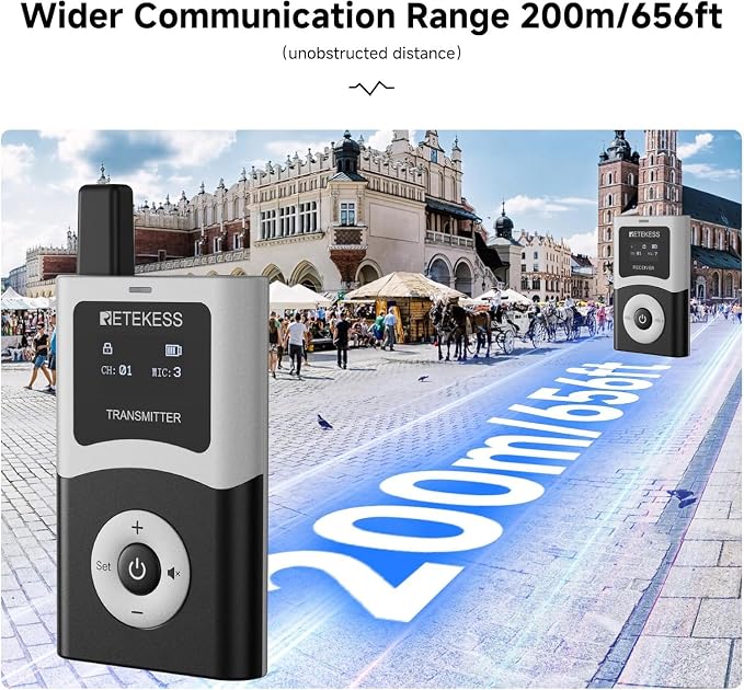 Retekess T130U Audio Tour Guide System, U-Band Digital Mode, 60-Slot Charge Case - Image 3