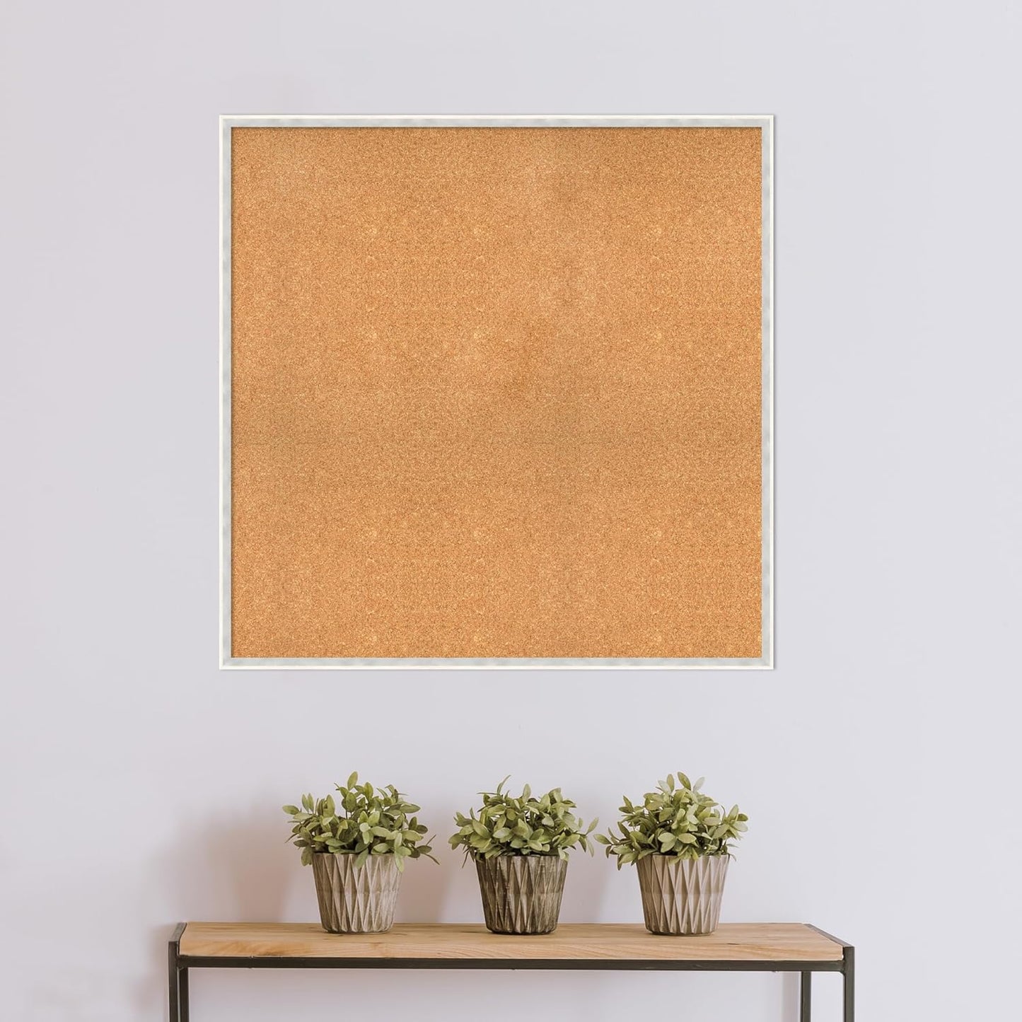 Amanti Art Natural Cork Board for Wall, 37x37 Vision Board with White Frame, Oversize Corkboard Office Decor for Home Organization, Modern Corkboard Pinboard to Display Items for Home Organization in