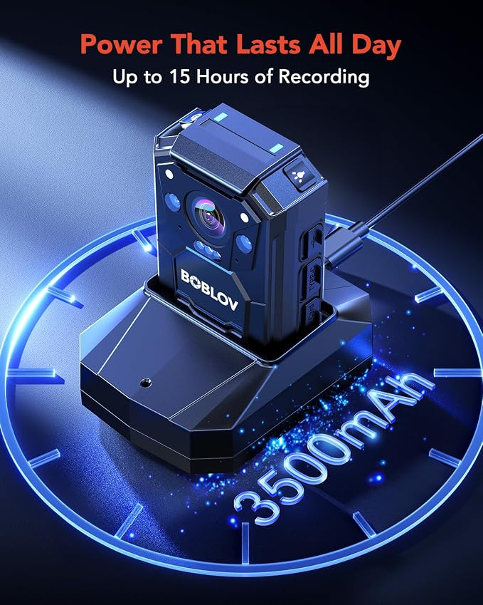 BOBLOV M12 2K Body Camera with Remote, 3500mAh Battery - Image 3