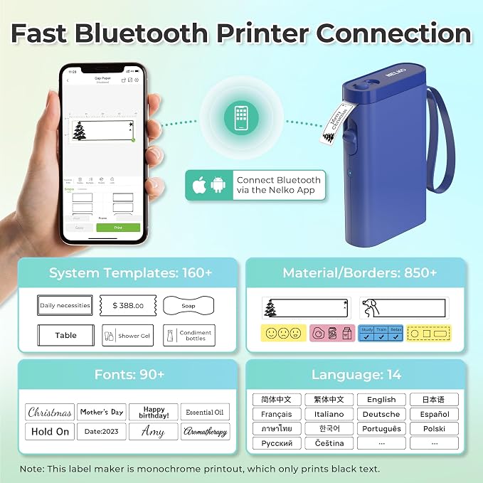 Nelko Label Maker Machine with Tape, P21 Bluetooth Label Printer, Wireless Mini - Image 2