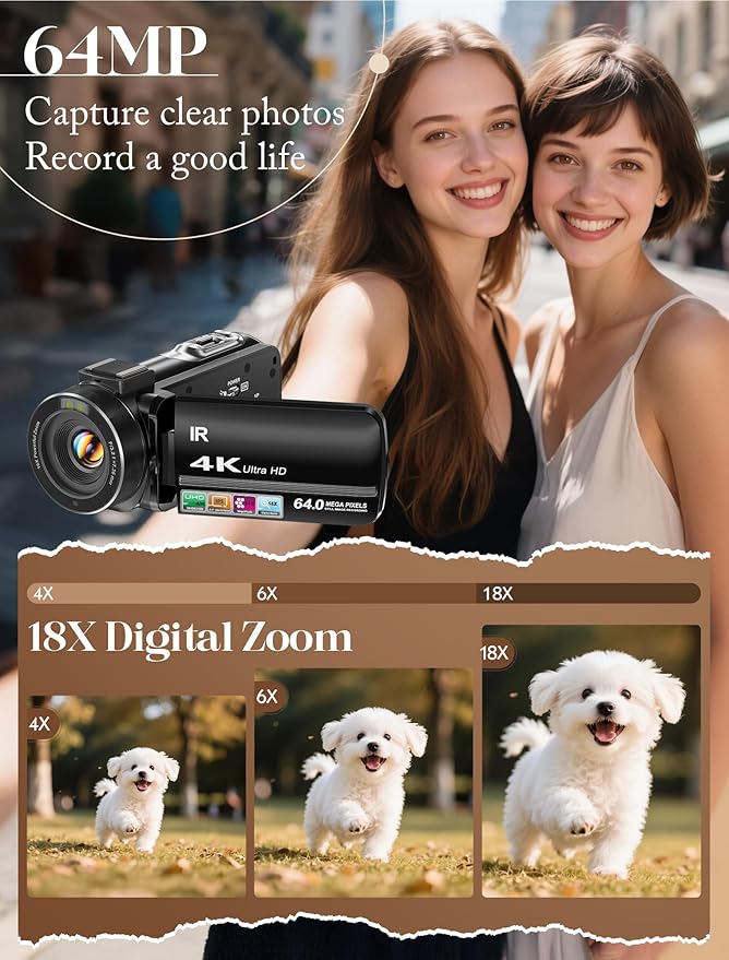 ZYDIIE 4K Video Camera Camcorder UHD 64MP Vlogging Camera - Image 3