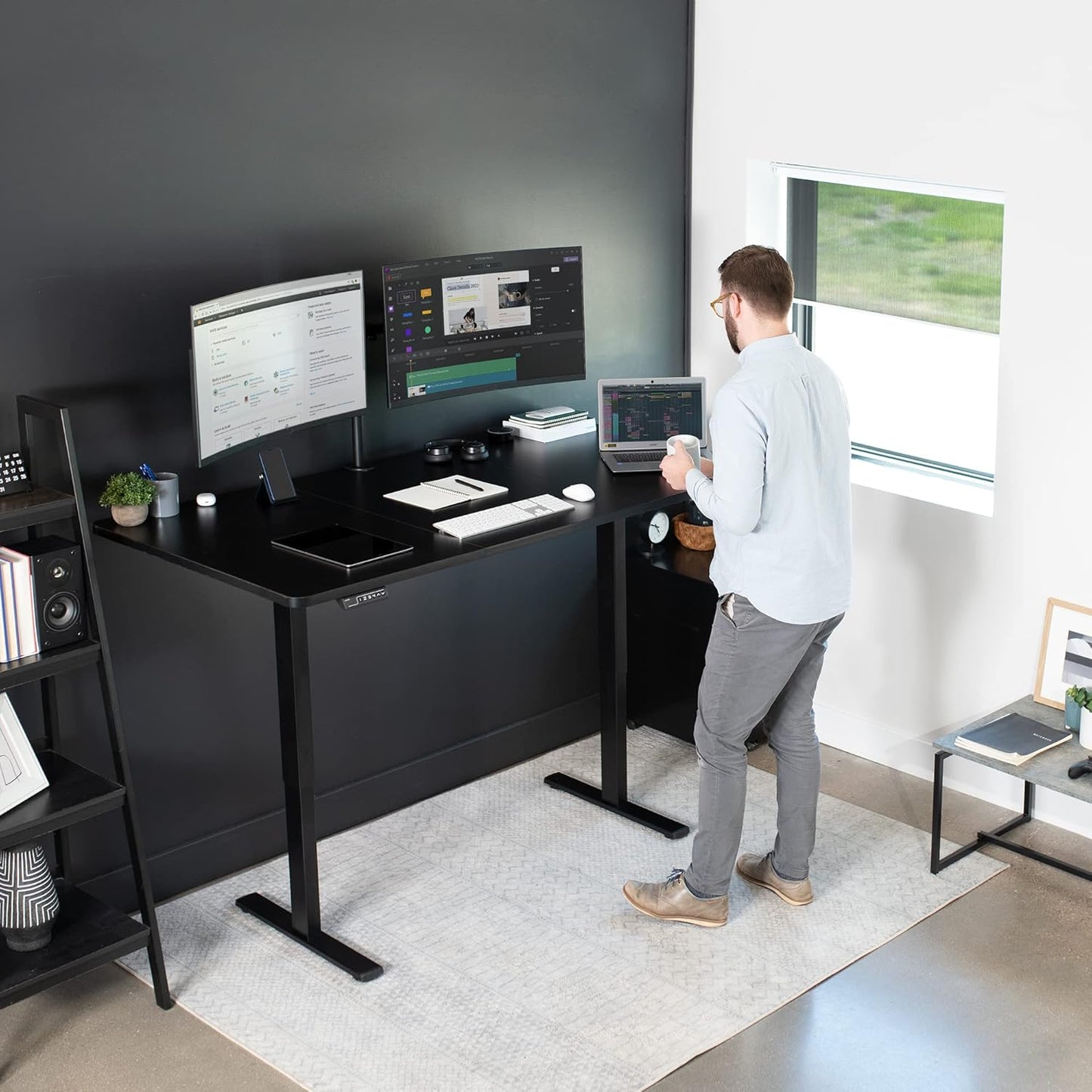 VIVO Electric 71 x 30 in Standing Desk, Memory Height Adjustment, 1B Series, Black Top Black Frame, DESK-KIT-1B7B