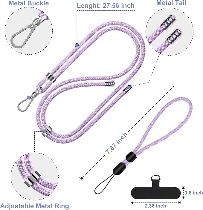 takyu Phone Lanyard, 2 Pack Adjustable Cell Phone Lanyard Crossbody Neck Strap - Image 3