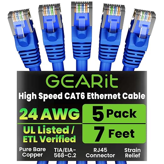 GEARit Cat 6 Ethernet Patch Cable 7 ft Blue by GEARit