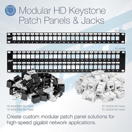TRENDnet 24-Port Blank Keystone 1U Patch Panel, 1U 19" Metal Rackmount Housing - Image 4