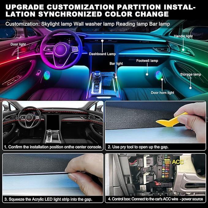 Dreamcolor Acrylic Interior Car LED Strip Light - Image 6