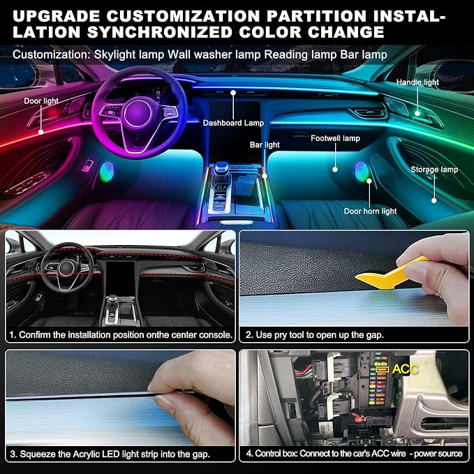 Dreamcolor Acrylic Interior Car LED Strip Light - Image 6