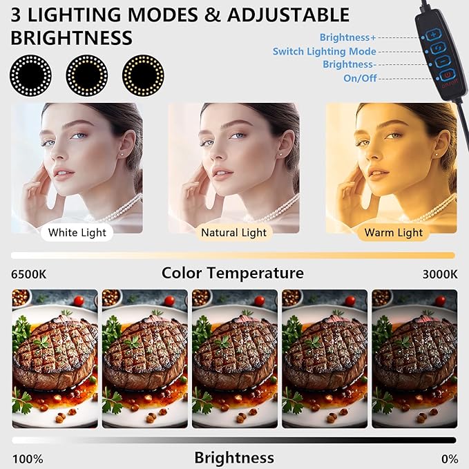 6" LED Ring Light for Desk, Overhead Camera Mount - Image 3