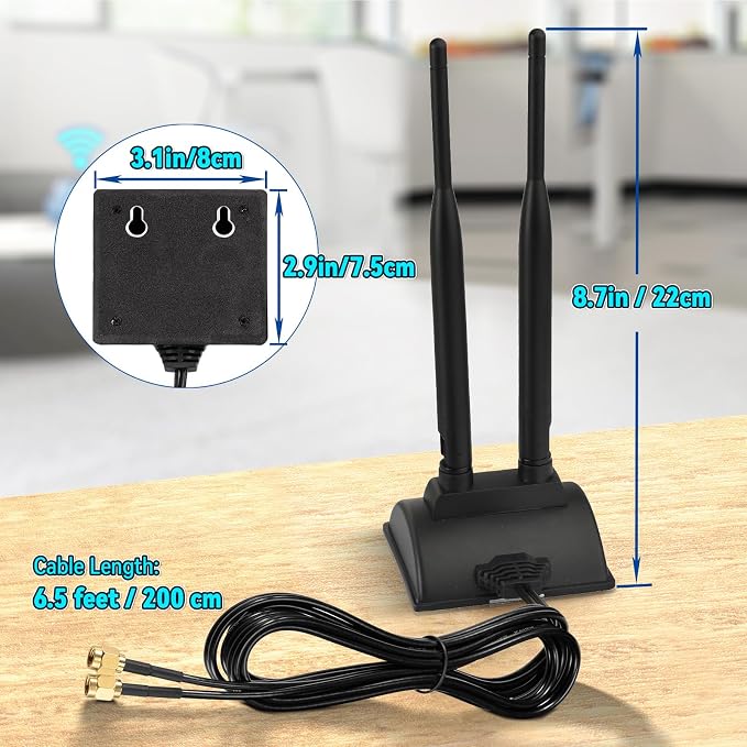 Eightwood WiFi Antenna with RP-SMA Male Connector, 2.4GHz 5GHz Dual Band - Image 5