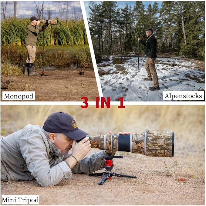 IFOOTAGE Cobra 3 Monopod with Fluid Head, Professional Portable Travel Monopod - Image 3