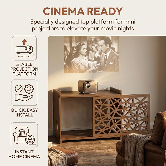 Upgrade Pine Wooden Router Box Hider, Large Capacity Projector Shelf Wall - Image 6