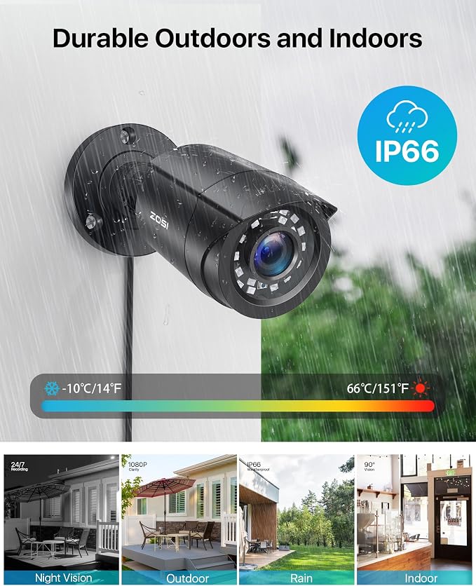 ZOSI 2.0MP 1080p 1920TVL Outdoor Indoor Security Camera, Hybrid 4-in-1 - Image 4