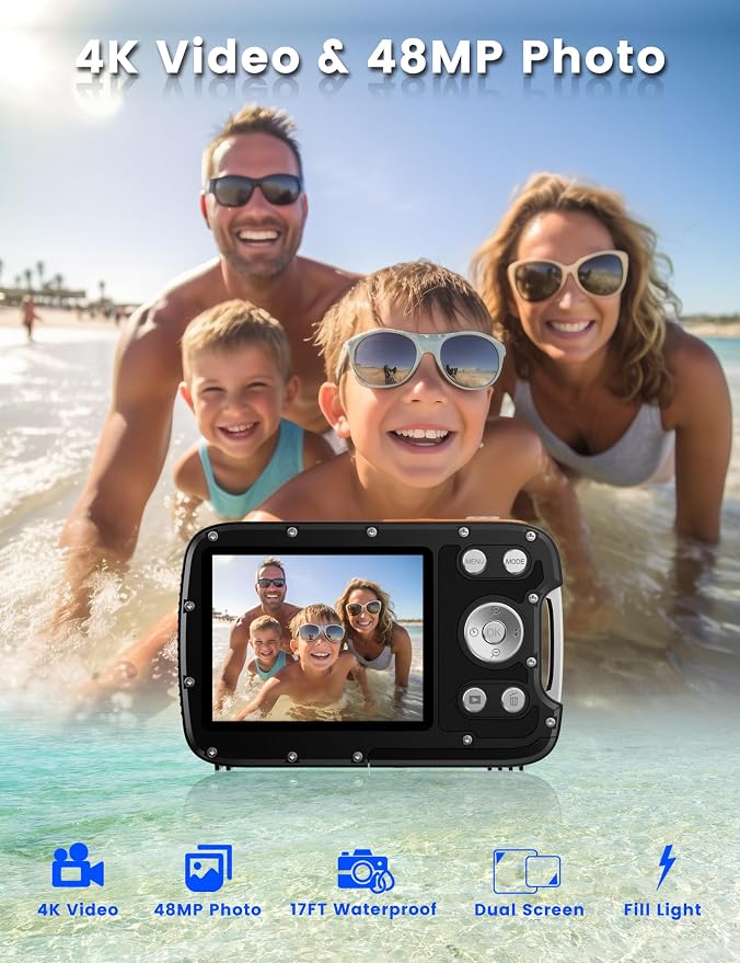 Underwater Camera 4K 48MP Autofocus Selfie Dual Screen Waterproof - Image 2