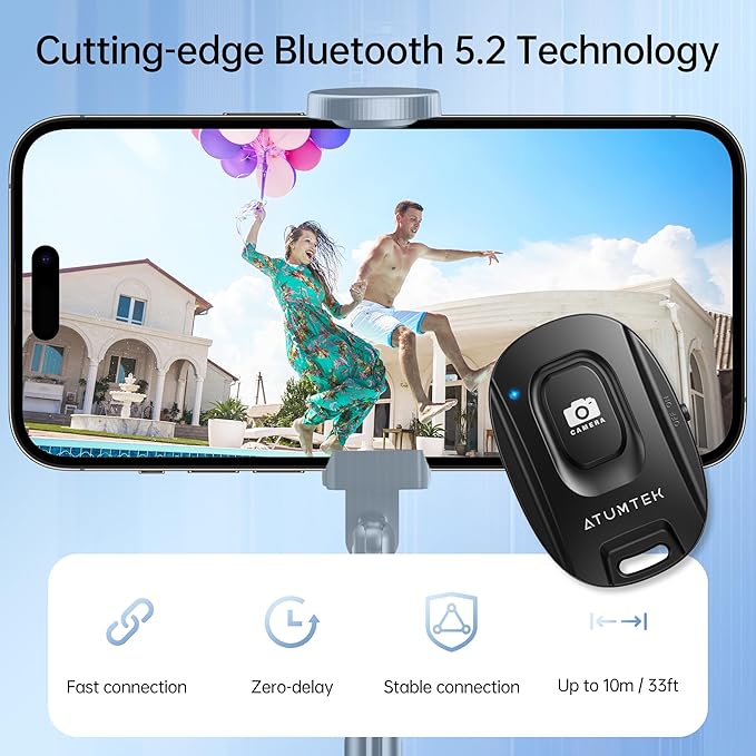 ATUMTEK Camera Remote Shutter for iPhone and Android Smartphones, Wireless - Image 2