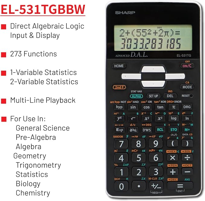 Sharp EL-531TGBBW 12-Digit Scientific/Engineering Calculator - Image 6