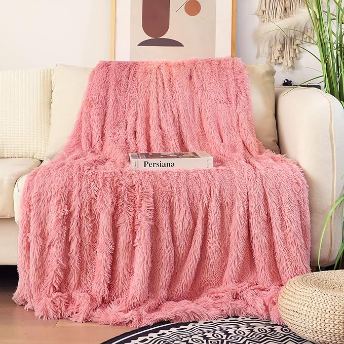 Tuddrom Decorative Extra Soft Faux Fur Blanket Twin Size 70" x 78", Solid - Image 2