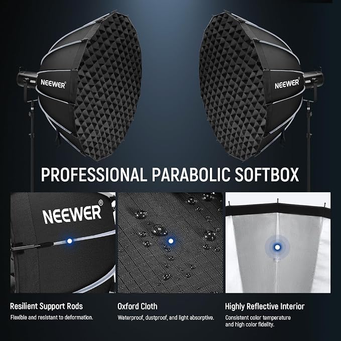 NEEWER Parabolic Softbox Kit, 47.2" Bowens Mount Soft Box - Image 3